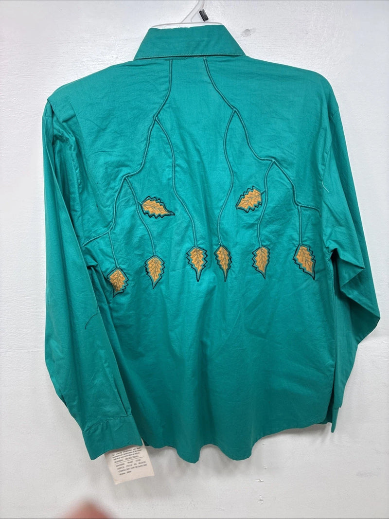 New Women’s Mine & Bills Blue Designed Long Sleeve Button Up Size Small YY-60