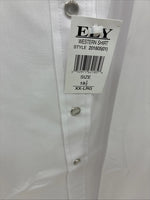 New Men’s ELY Cattleman White Short Sleeve Simple Pearl Snap 18.5 2XL F-79