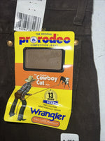New Boys Brown Wrangler Cowboy Cut Pro Rodeo Denim Jeans. 8 Regular B-20