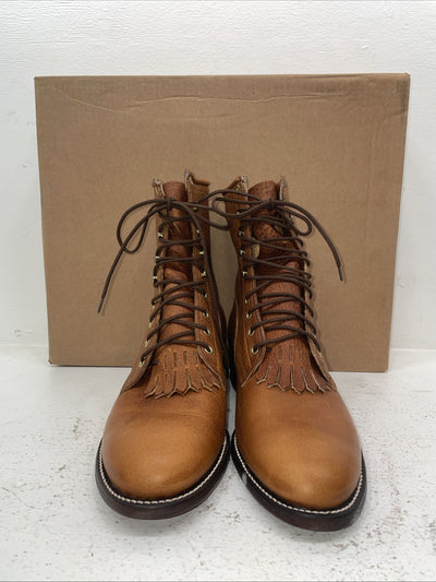 New Men’s Brown Lace Up J Chisholm Cowboy Boots. 2556 10 E E. 7-26
