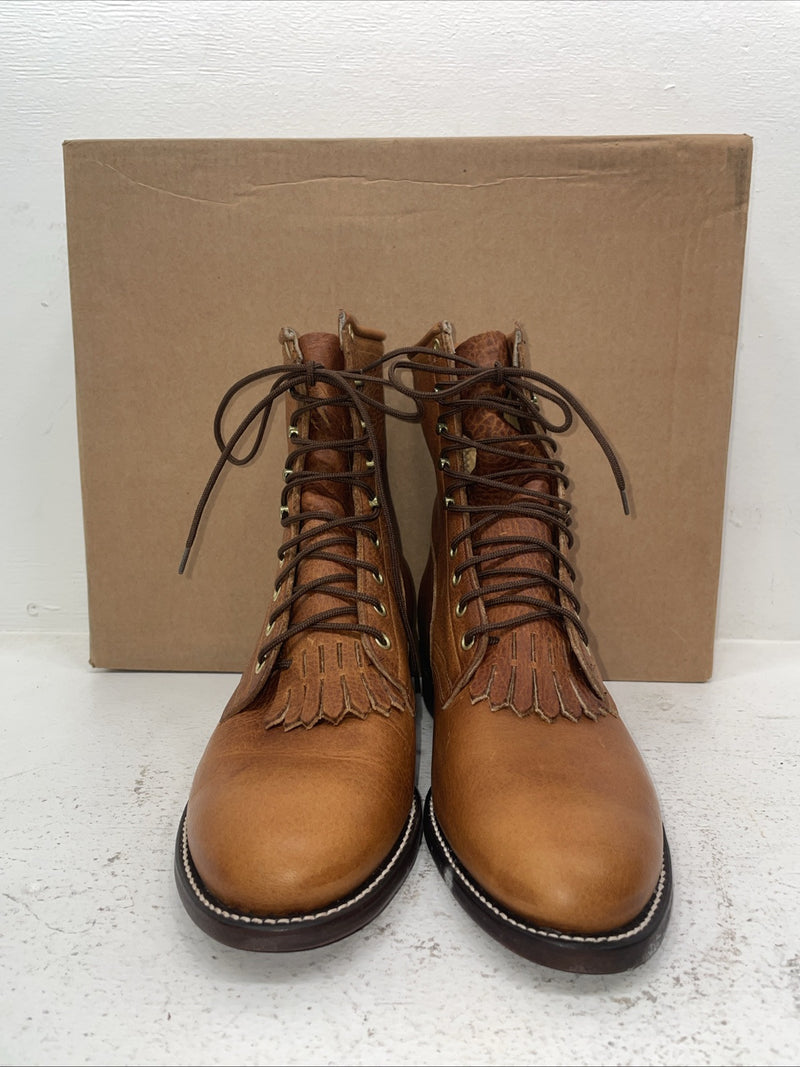 New Men’s Brown Lace Up J Chisholm Cowboy Boots. 2556 10 E E. 7-26