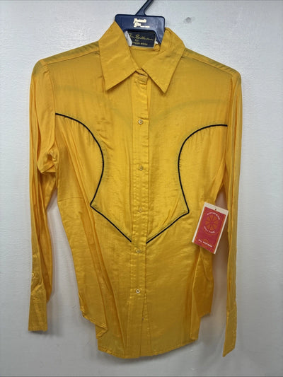 New Women’s Panhandle Slim Yellow Long Sleeve Button Up Small KK-69