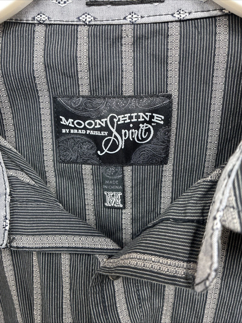 New Men’s Moonshine Spirit Gray Stripe Long Sleeve Pearl Snap Medium K-71