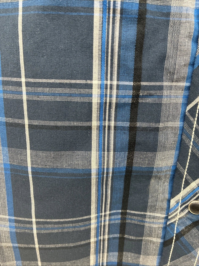 New Men’s ELY 1878 Plus Gray Plaid Short Sleeve Pearl Snap Large X-59