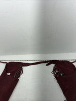 New Burgundy Congress Leather Show Chaps With Fringe Adjustable Waist 42” L N-41