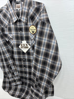New Men’s ELY Cattleman Brown Flannel Long Sleeve Pearl Snap 4XL E-81