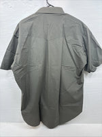 New Men’s ELY Cattleman Dark Siege Green Short Sleeve Pearl Snap 18.5 2XL M-28