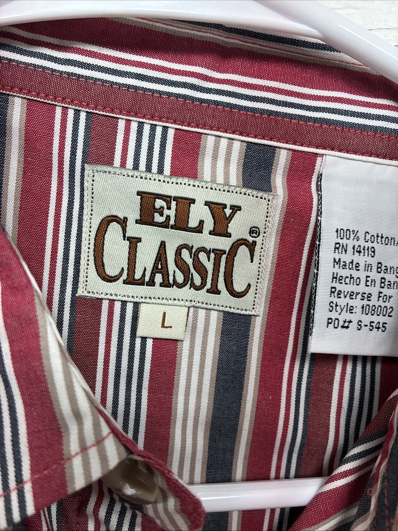 New Kids ELY Classic Red Stripe Long Sleeve Pearl Snap Large CC-74