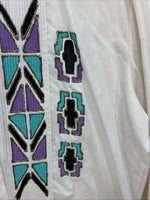 New Women’s Chaplin White Designed Long Sleeve Button Up Medium YY-76