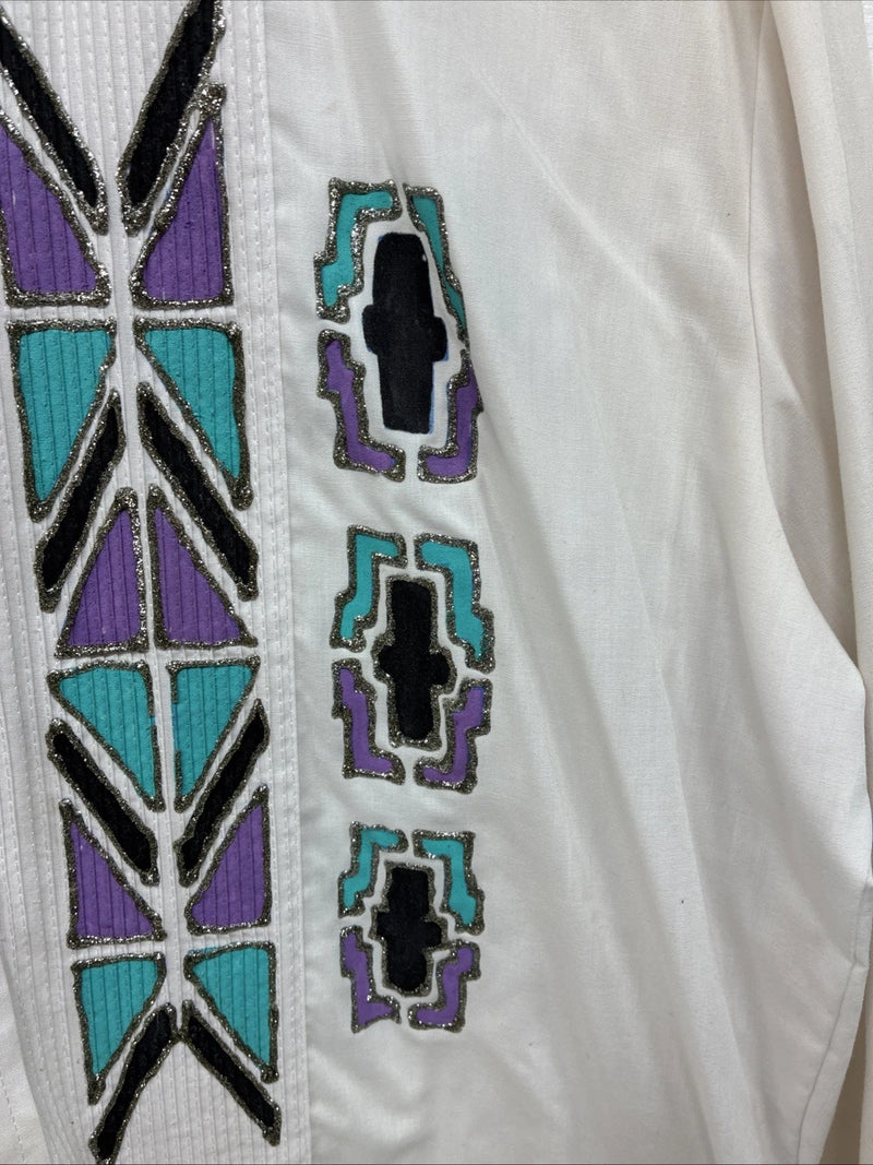 New Women’s Chaplin White Designed Long Sleeve Button Up Medium YY-76