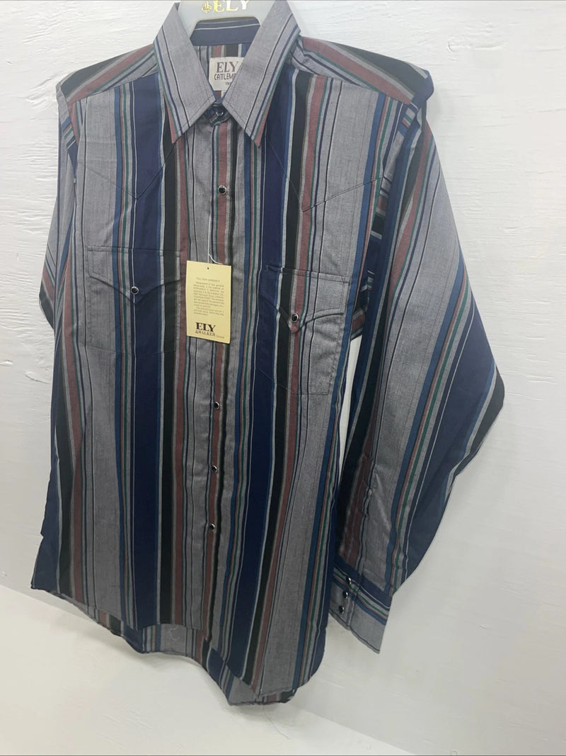 New Men’s ELY Cattleman Multiple Color Long Sleeve Pearl 15.5 X 34 Medium B-102
