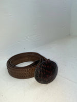 New Brown Genuine Leather Weaved 48” Belt NN-145
