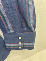 New Men’s ELY Cattleman Purple Stripe Western Long Sleeve Pearl Snap XL R-56