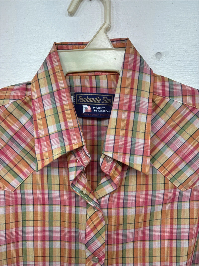 New Women’s Panhandle Slim Multicolor Plaid Long Sleeve Pearl Snap 16 X 38 II-18