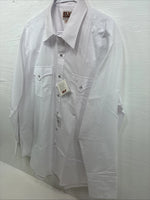 New Men’s ELY Cattleman White Long Sleeve Pearl Snap 17.5 X 35 XL CC-10