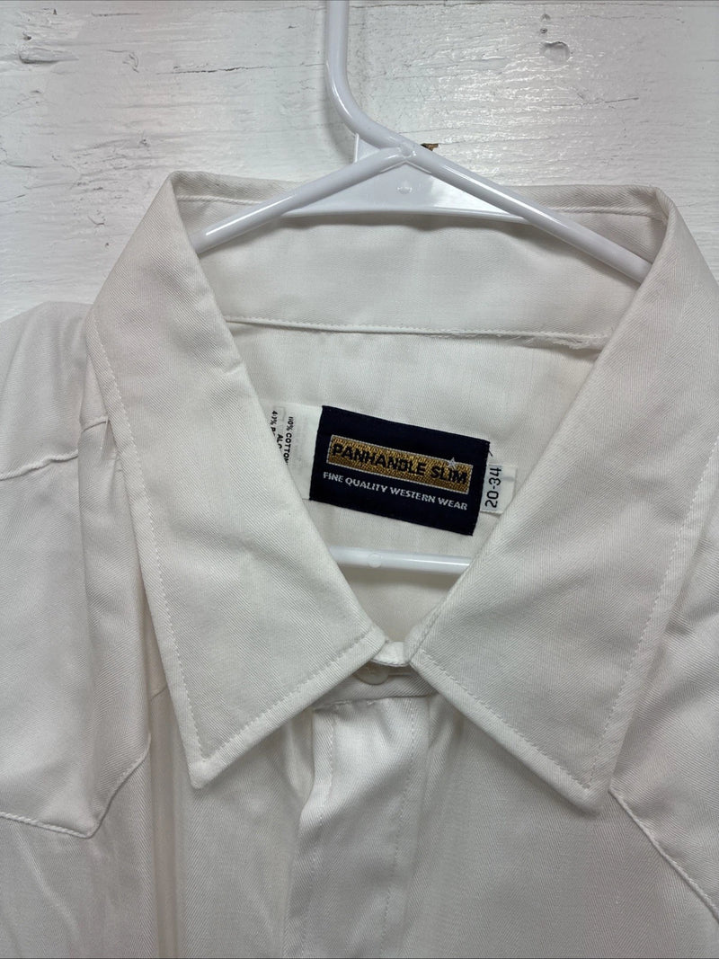 New Men’s Panhandle Slim White Simple Long Sleeve Pearl Snap 4XL J-42