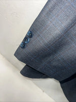 New Men’s Circle S Blue Plaid Suit Jacket 48R #25832 X-607