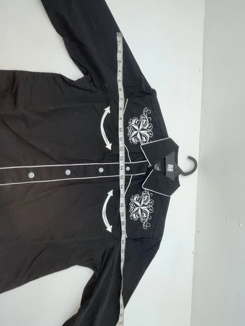 New Women’s Black Western Express Long Sleeve Button Up Shirt M #104276 3B-88