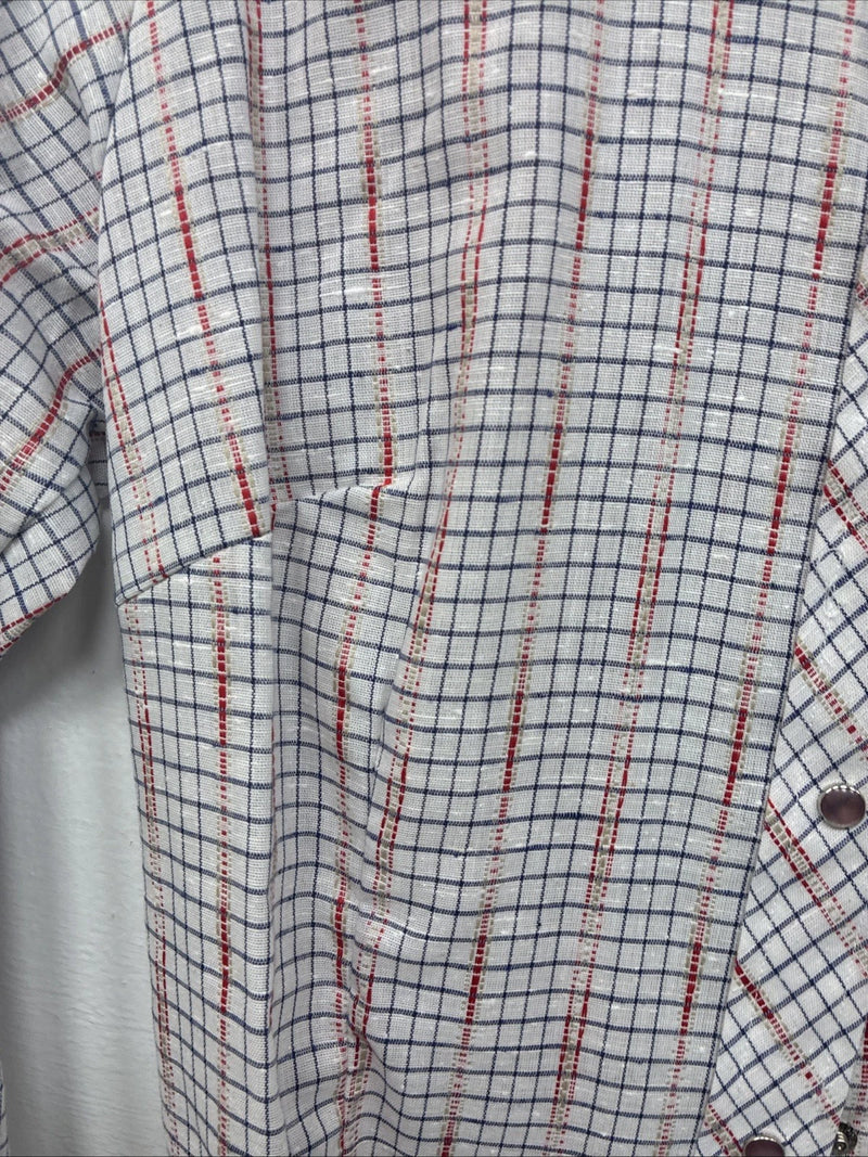 New Women’s Dan River Red Plaid Long Sleeve Pearl Snap Size 10 KK-45