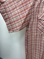 New Women’s Pandhanel Slim Red Plaid Short Sleeve Pearl Snap 15.5 Large MM-20