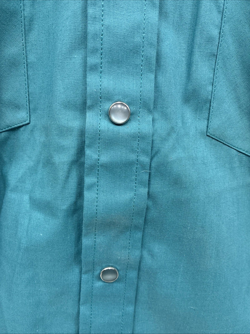 New Men’s ELY Cattleman Teal Short Sleeve Pearl Snap 16.5 Large X-67