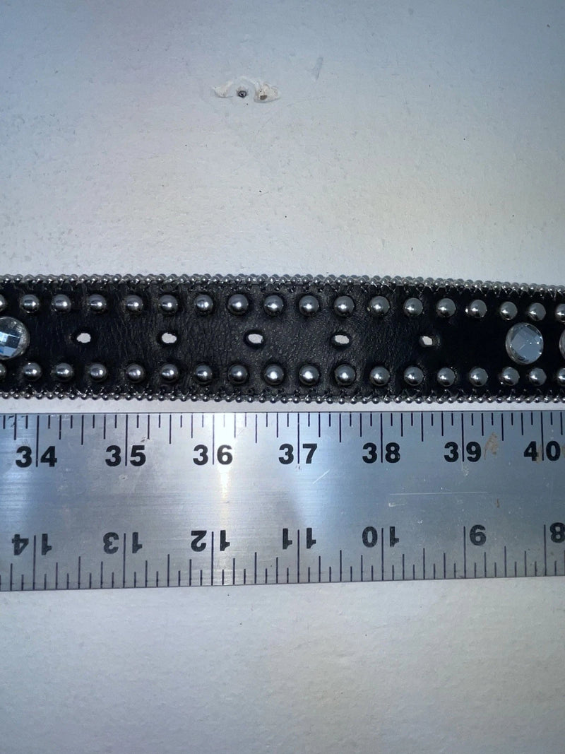 New Black Genuine Leather Blazin Roxx Silver Bling Cross M Belt #N3510401 Z-76