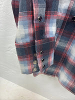 New Kids Panhandle Slim Red Blue Plaid Long Sleeve Pearl Snap Size 10 CC-93