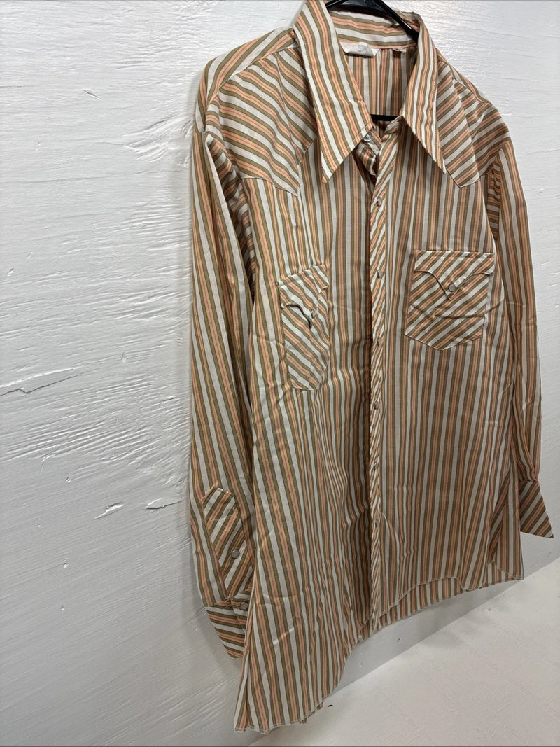 New Men’s Trail Ridge Multicolor Stripe Long Sleeve Pearl Snap 2XL O-22