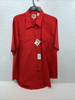 New Men’s ELY Cattleman Red Short Sleeve Pearl Snap 2XL Regular E-42