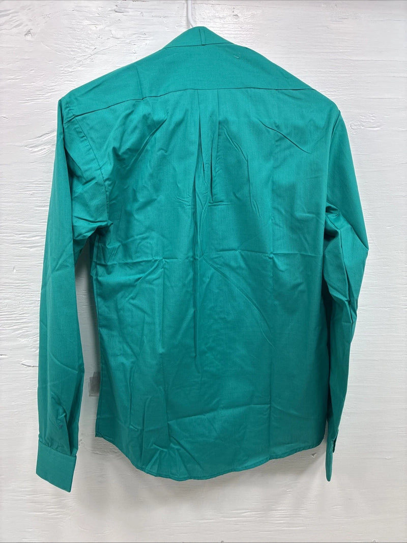 New Wayne Scott Teal Long Sleeve Button Up English Shirt Small X-83