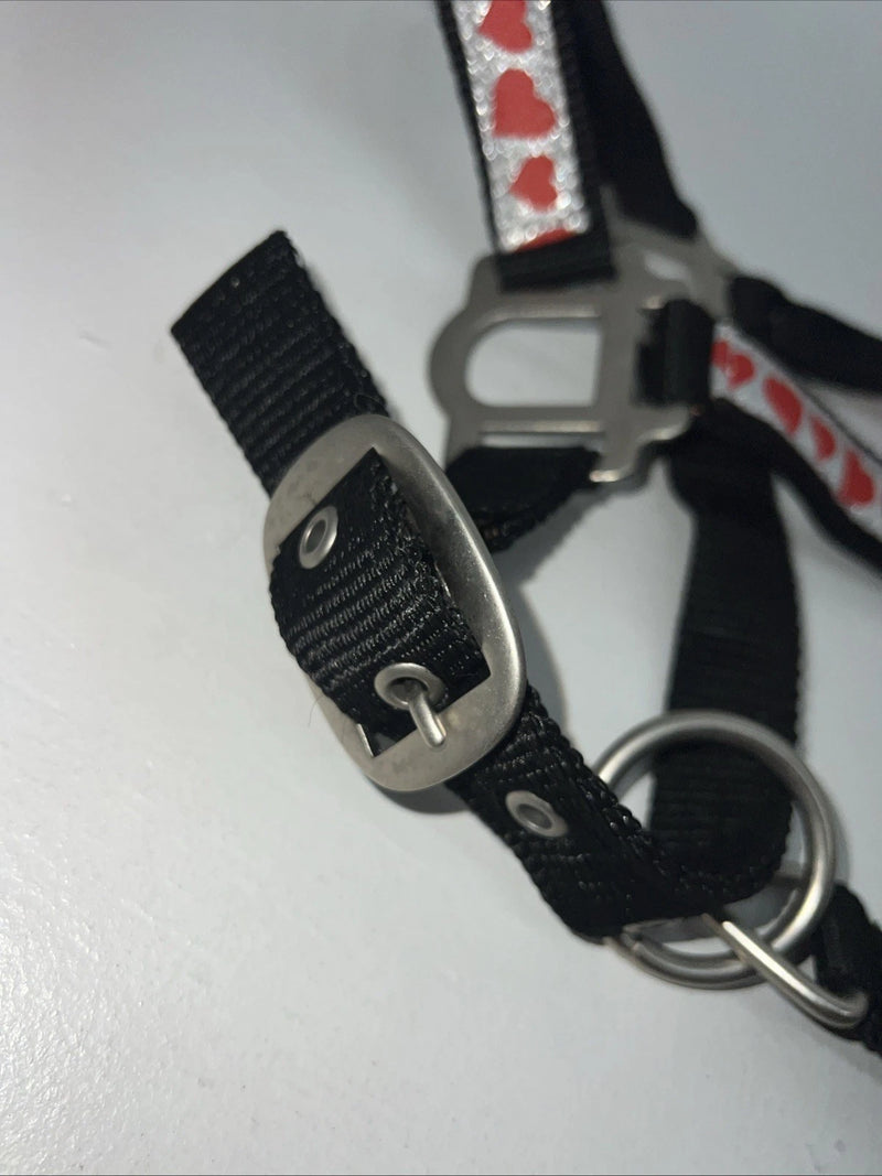 New Tough 1 Black Nylon Halter With Red Hearts Full #50-2031 3C-11