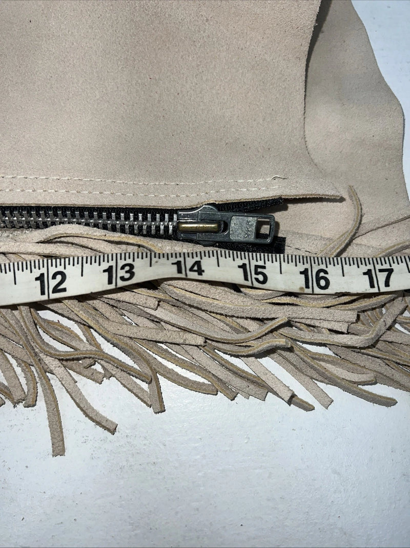 New Children’s Tan Congress Leather Show Chaps Fringe Adjustable Waist 21” I-67