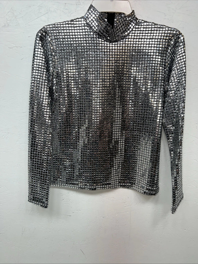 New Women’s 1849 Authentic Ranchwear Silver Long Sleeve Show Shirt Small WW-8