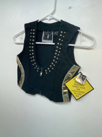 New Women’s Black With Bling Valencia Cut Off Zip Up Shirt S #69479 3B-63