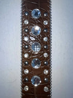 New Brown Genuine Leather Nocona Silver Bling Cross L Belt #N3487402 Z-81