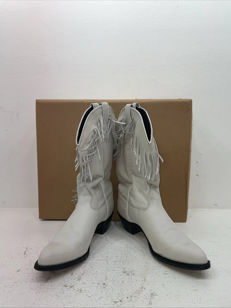 New Women’s White With Fringe Capezio Cowboy Boots. L 697 10 M. 7-58