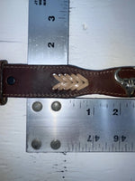 New Brown Genuine Leather Wrangler Weaved And Pendent 24” Belt #5503/28 NN-49