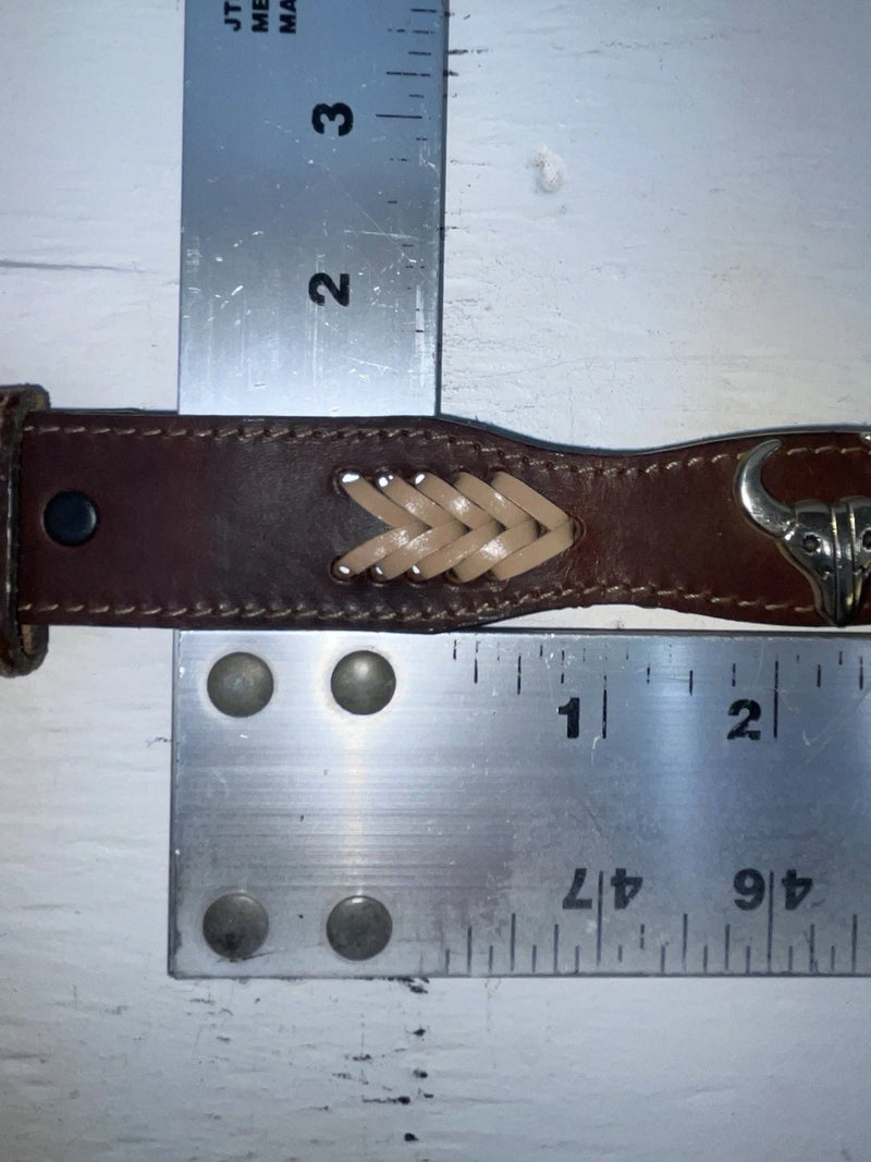 New Brown Genuine Leather Wrangler Weaved And Pendent 24” Belt #5503/28 NN-49