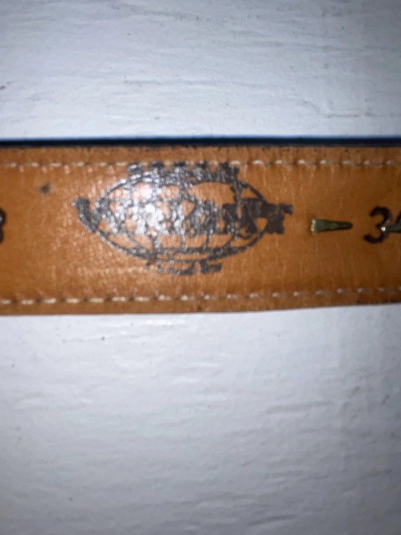 New Blue Genuine Leather Weight Gold Pendent 34” Belt #10493 JJ-20