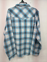 New Women’s Cumberland Blue Plaid Long Sleeve Pearl Snap XL  GG-79