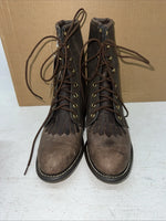 New Women’s Brown Lace Up Texas Brand Cowboy Boots. 4471 7.5 7 1/2 M. 17-45