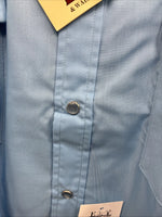 New Men’s ELY Cattleman Blue Short Sleeve Pearl Snap 16.5 Large AA-93