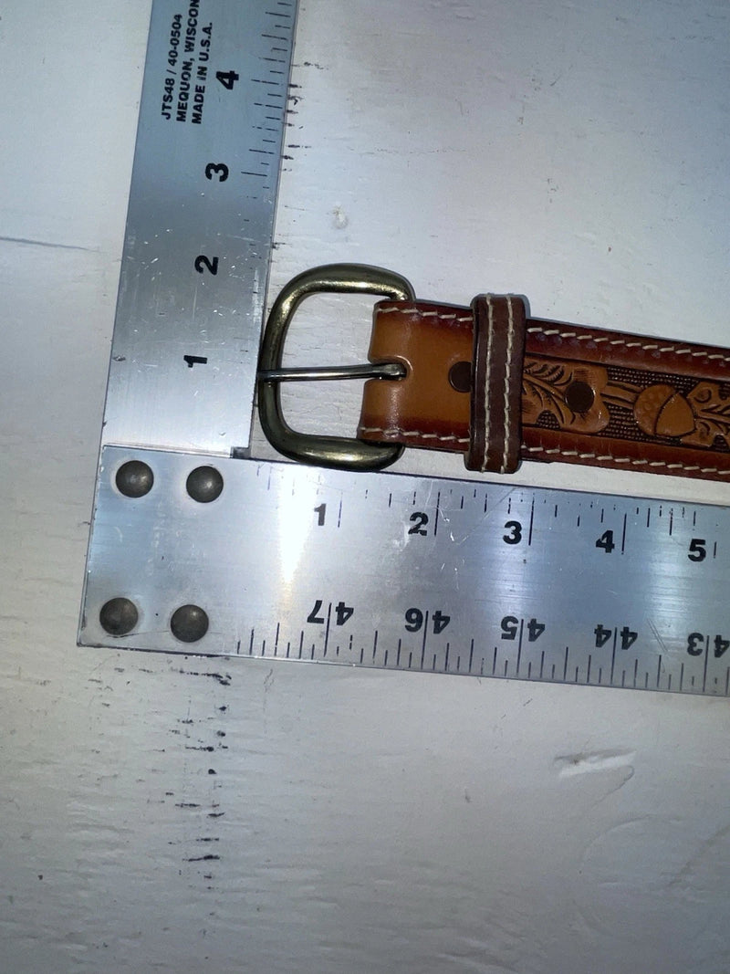 New Brown Genuine Leather Perkies Tooled 22” Belt #601 NN-51