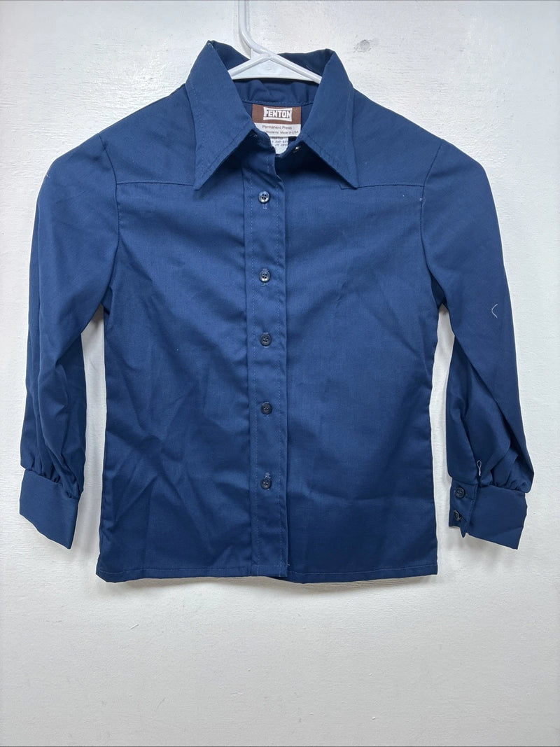 New Women’s Fenton Blue Long Sleeve Button Up Short Size 6 TT-113