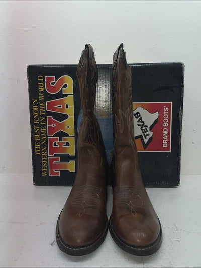 New Men’s Brown Texas Brand Cowboy Boots. 7811 10 D. 6-45
