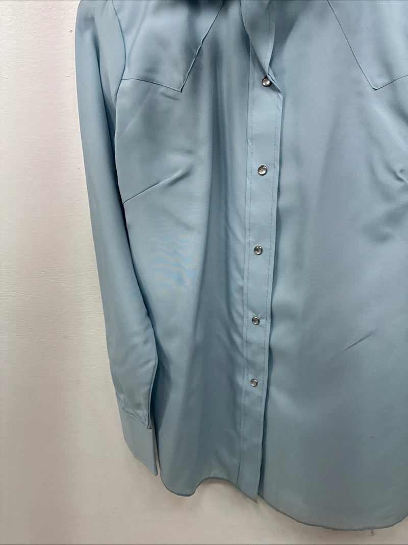 New Women’s Dickson Jenkins Blue Long Sleeve Pearl Snap Size 34 MM-101