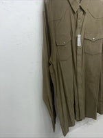 New Mens Tan Velvet White House Pearl Snap Long Sleeve Shirt. XXL G-65
