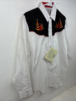 New Women’s Country Charmer flame Design Long Sleeve Pearl Snap Medium YY-74