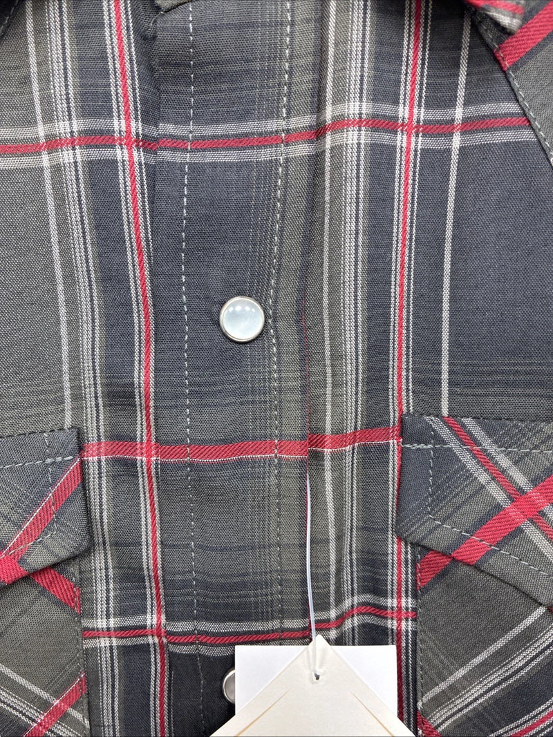 New Kids ELY Cattleman Green Plaid Long Sleeve Pearl Snap Small DD-127