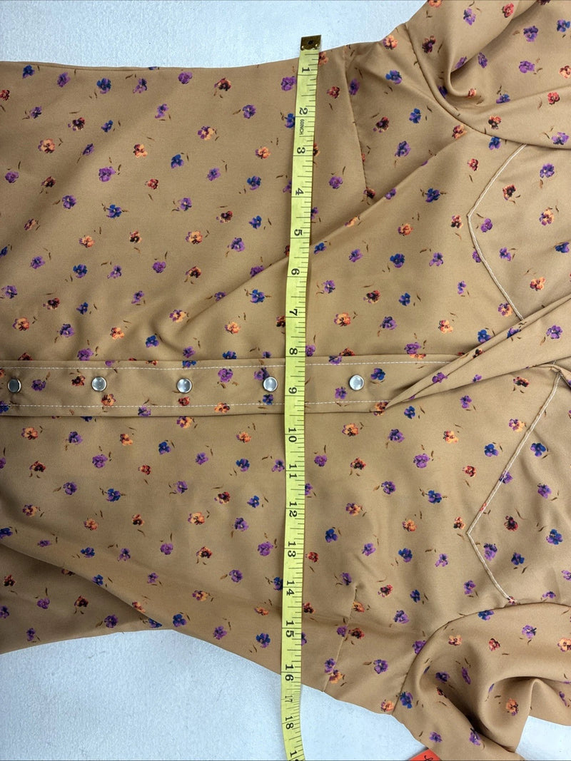 New Women’s Dickson Jenkins Orange Floral Long Sleeve Pearl Snap Size 30 MM-55